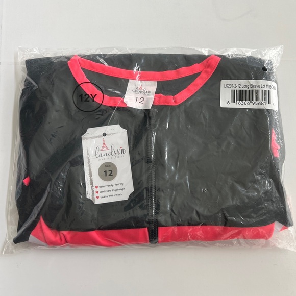 NEW LandsKid Girls Varsity Swim Modest Dress Long Sleeve Zipper SIZE 12 - Picture 10 of 10